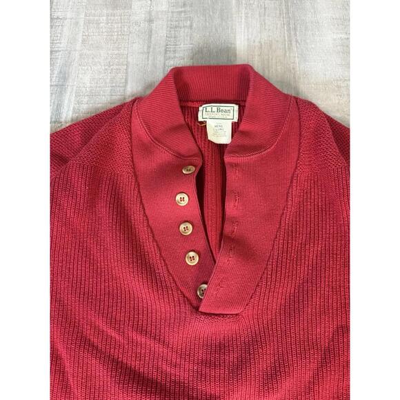 Vintage Ll Bean Five Button Henley Heavyweight Sweater Red Fisherman Men’s LT - Picture 3 of 8
